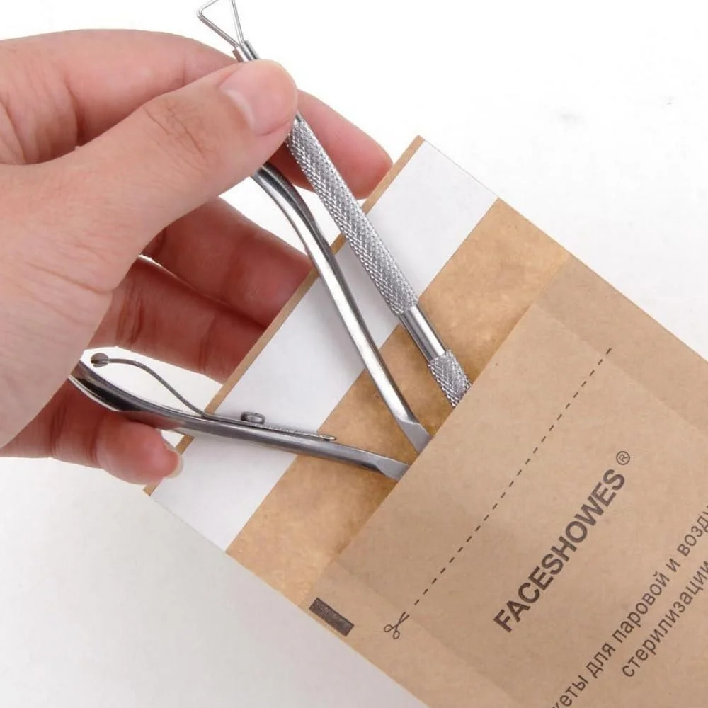 کیسه های استریلیزاسیون Esshogo، کیسه های خود چسب دندانپزشکی، کیسه استریلیزاسیون یکبار مصرف، 100 x 200 میلی متر، بسته 50 عددی