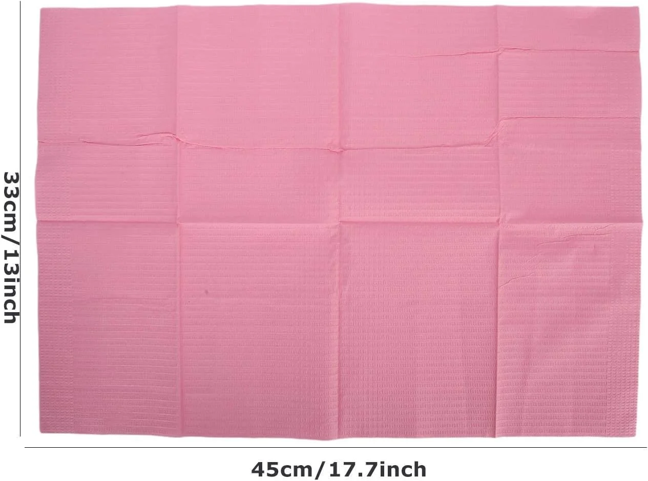 125 عدد زیرانداز رومیزی هنری، زیراندازهای کاغذی یکبار مصرف ضد آب صورتی رنگ، پیش بند دندانپزشکی برای مانیکور، سالن طراحی ناخن، لوازم نظافت، 45 × 33 سانتی متر