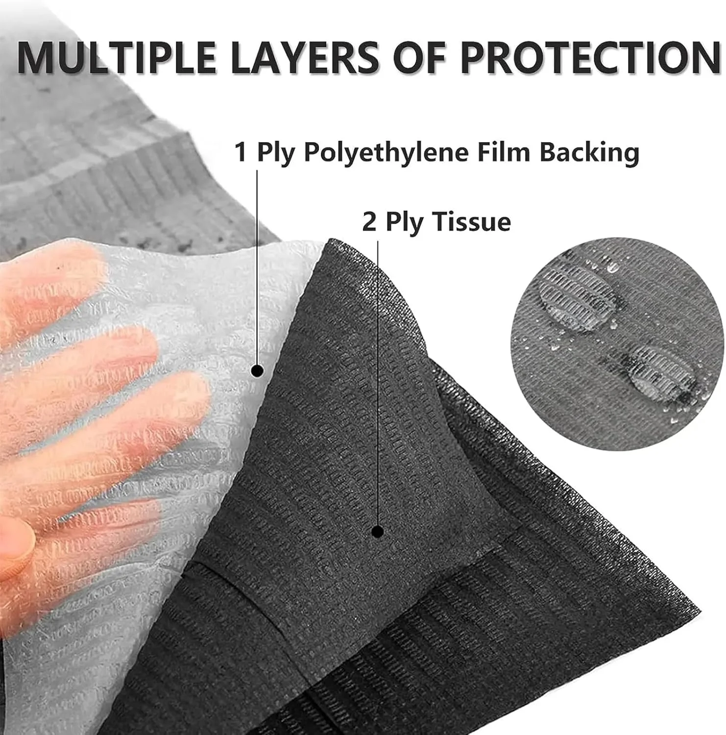 امالا 125 عددی پیشبند دندانپزشکی مشکی یکبار مصرف، ملحفه های دندانپزشکی، زیرانداز ضد آب برای لوازم تاتو، تکنسین مژه، زیرانداز سالن ناخن