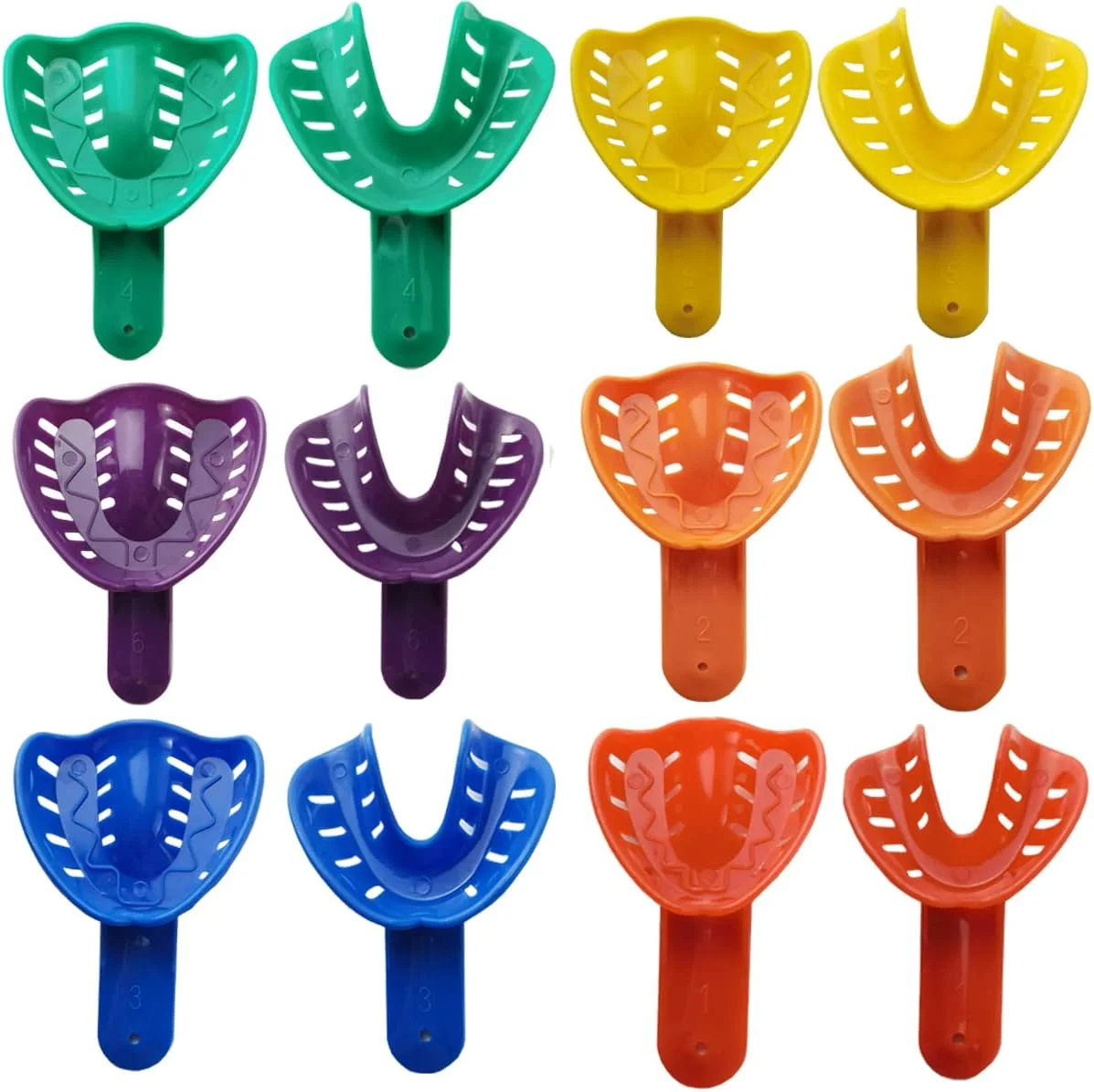 جی‌اکس‌اکس‌ام‌ای ۱۲ عددی قالبگیری دندان در ۶ سایز مختلف برای بزرگسالان/کودکان، نگهدارنده دندان پلاستیکی، لوازم جانبی دندانپزشکی برای ابزارهای دهانی