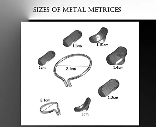 ایمپرسیو اسمایل 100 عدد ماتریکس فلزی مقطعی کانتور شده دندانپزشکی 35 میکرومتری با 2 رینگ برای پر کردن دندان