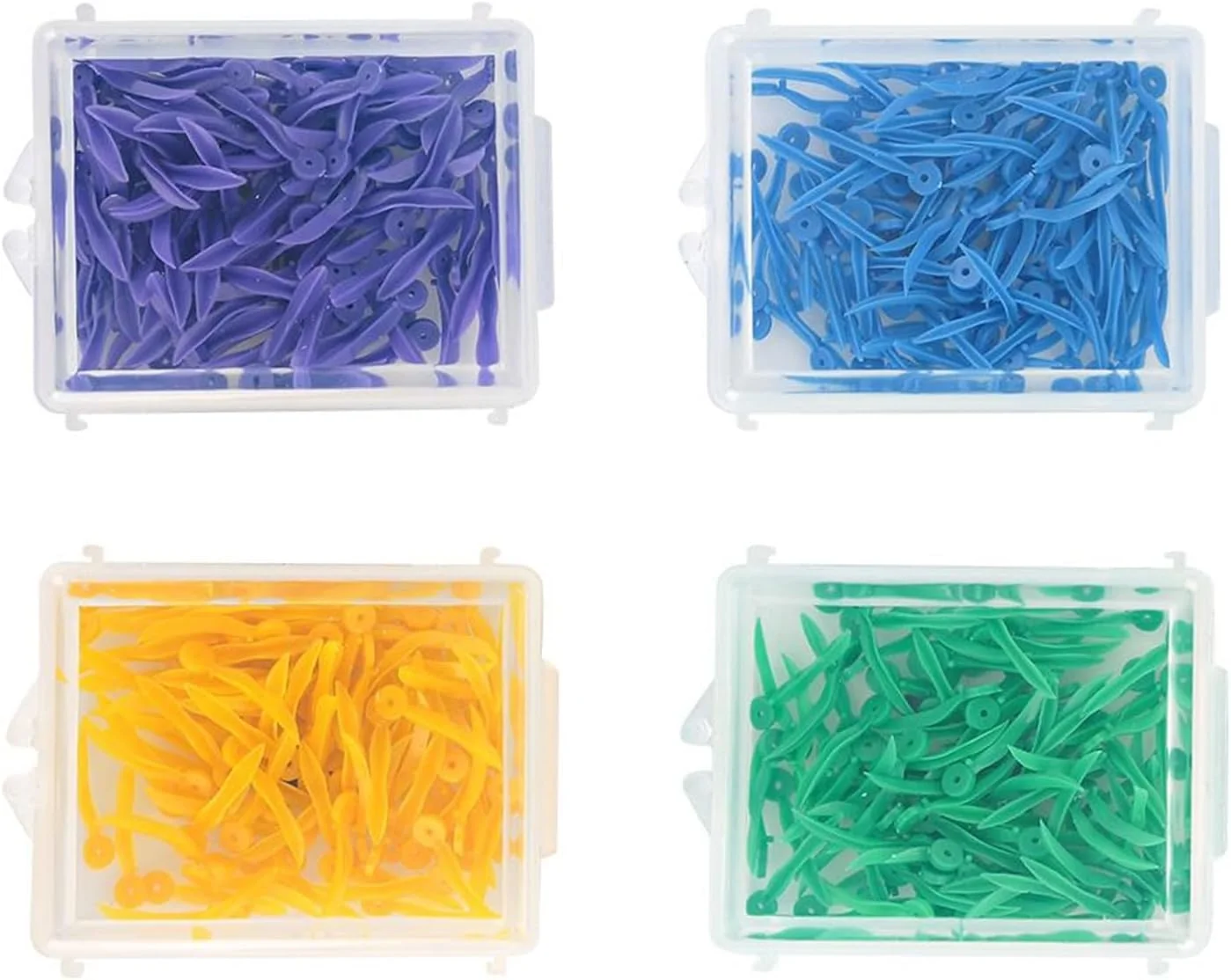 گوه های دندانی Jadeshay، 4 جعبه 4 رنگ 400 عددی، گوه های تثبیت کننده دندانی پلاستیکی یکبار مصرف با شکل موجی و دارای سوراخ برای استفاده حرفه ای دندانپزشکی