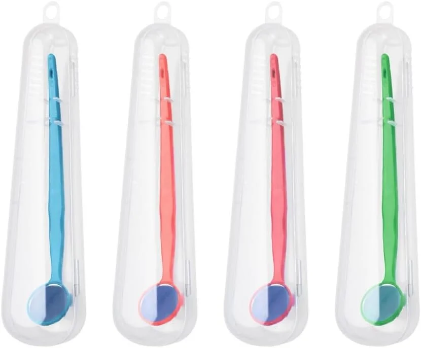 آینه دهانی یکبار مصرف دندانپزشکی Lit-Pack با لنز PC ضد مه و دسته پلاستیکی، 4 رنگ، 4 عدد