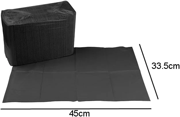 25 عدد پیش بند یکبار مصرف تاتو، پیش بند دندانپزشکی 3 لایه، پیش بند بیمار، روکش میز تاتو، پد تمیز کننده، روکش سینی تاتو، مت تاتو (مشکی)