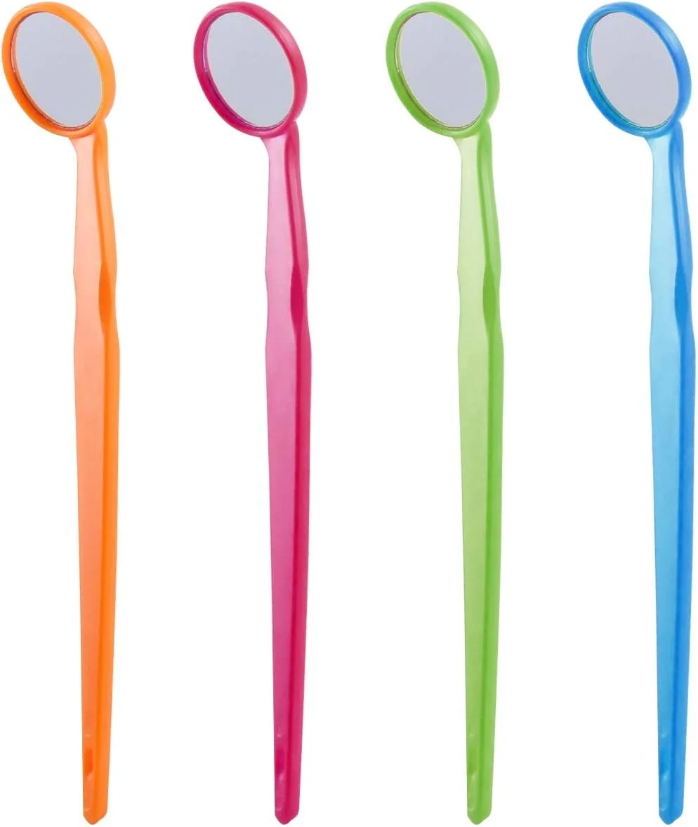 آینه دهانی یکبار مصرف دندانپزشکی Lit-Pack با لنز PC ضد مه و دسته پلاستیکی، 4 رنگ، 4 عدد