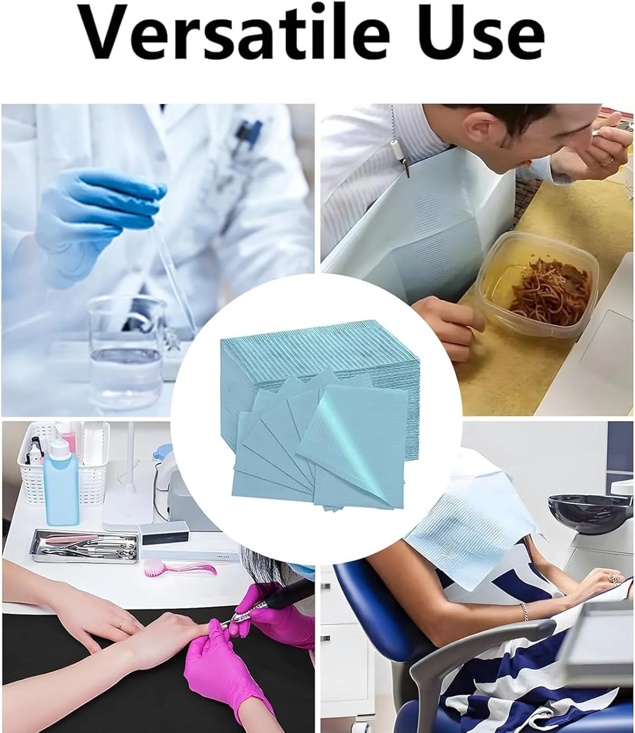 پیشبند دندانپزشکی یکبار مصرف MICEYA، ۱۲۵ عددی - ۳ لایه ضد آب، ابعاد ۳۳ در ۴۵ سانتی متر - مناسب برای بیماران، پوشش سینی دندانپزشکی یا پزشکی، پوشش میز ناخن و لوازم پوشش سینی