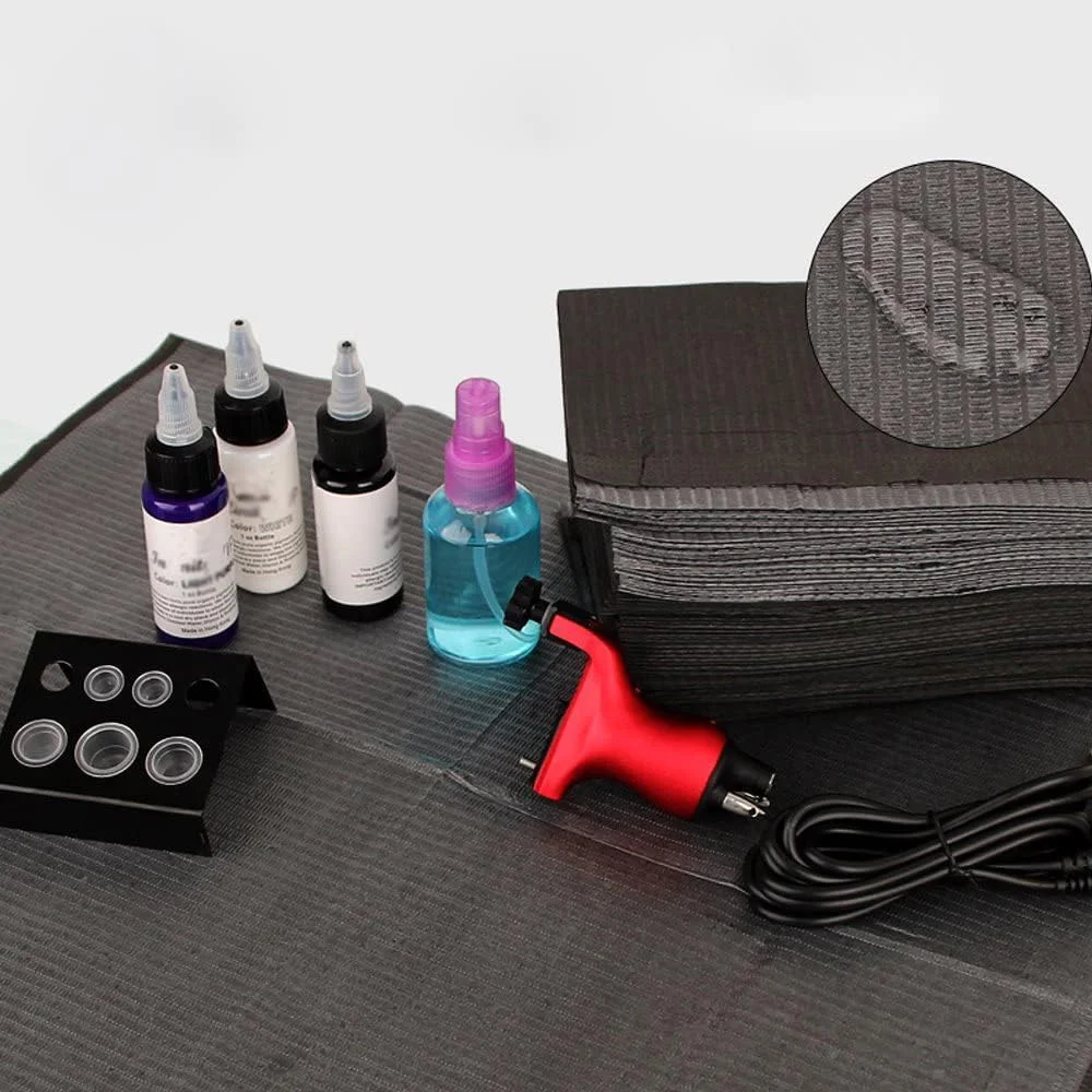 50 عدد روکش میز تاتو 34x45 سانتی‌متر، پد تمیزکننده، پیش‌بند یکبار مصرف دندانپزشکی، زیرانداز بهداشتی شخصی، مشکی