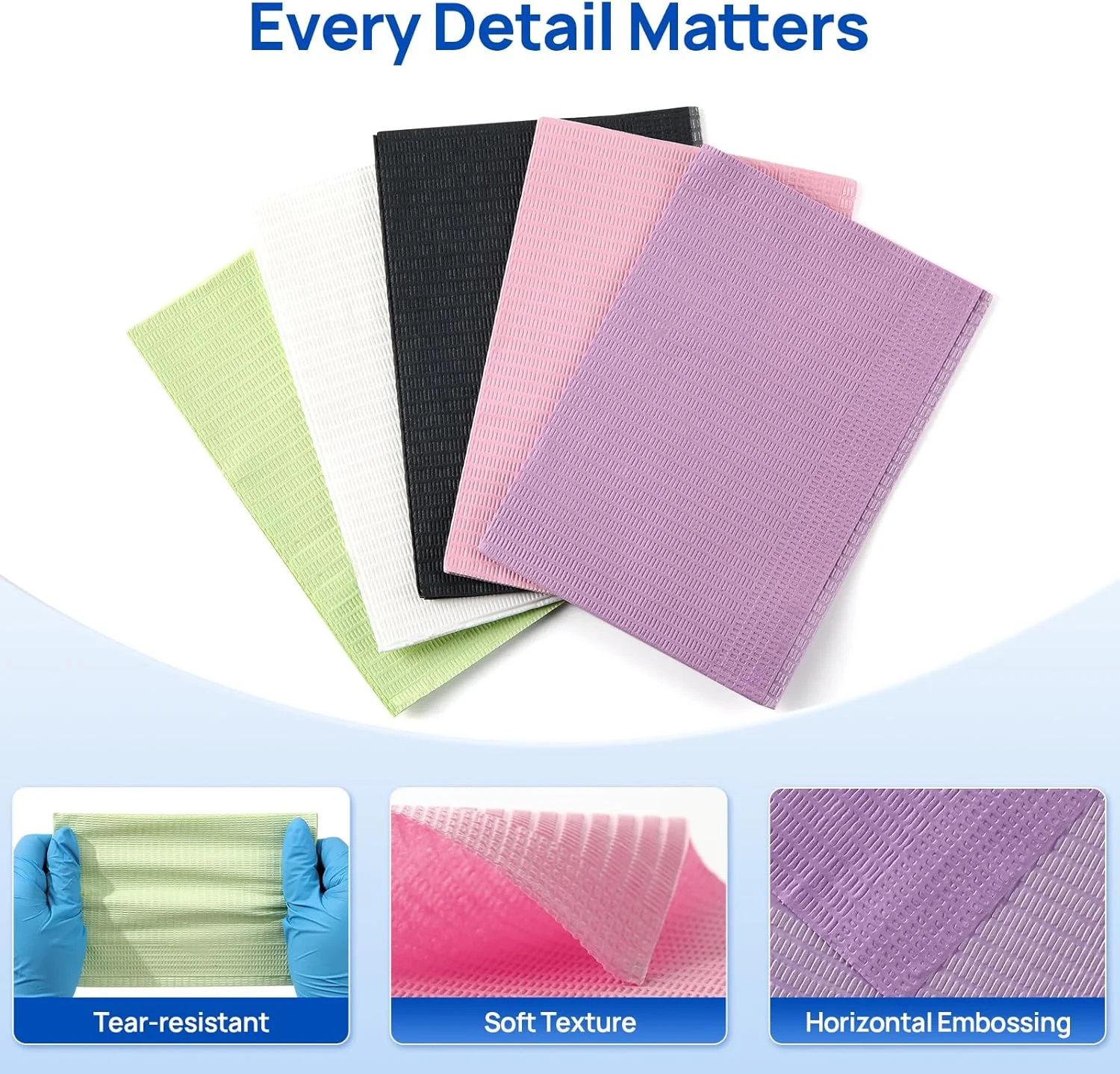 پیشبند دندانپزشکی مشکی JMU (۱۲۵ عدد)، پیشبند یکبار مصرف دندانپزشکی ۳ لایه، روکش میز تاتو ۱۳ در ۱۸ اینچ