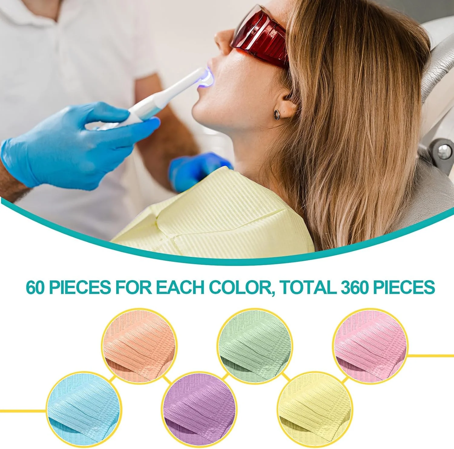 پیشبند یکبار مصرف دندانپزشکی Jetec، 360 عدد، 33x45 سانتی متر، 3 لایه ضد آب، حوله ناخن تاتو، لوازم پوشش سینی دندانپزشک