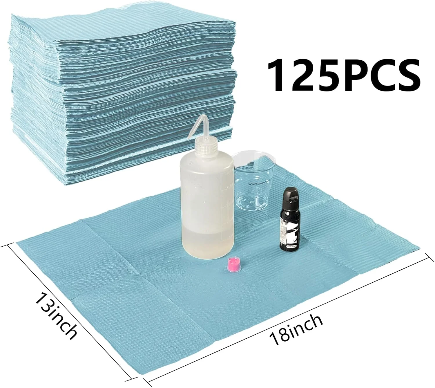 پیشبند دندانپزشکی یکبار مصرف MICEYA، ۱۲۵ عددی - ۳ لایه ضد آب، ابعاد ۳۳ در ۴۵ سانتی متر - مناسب برای بیماران، پوشش سینی دندانپزشکی یا پزشکی، پوشش میز ناخن و لوازم پوشش سینی