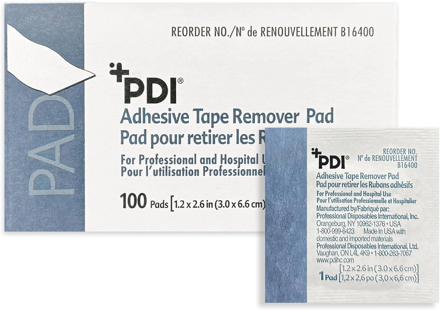 پد پاک کننده چسب پزشکی PDI Healthcare B16400، عرض 3 سانتی متر، طول 6.6 سانتی متر (بسته 100 عددی)