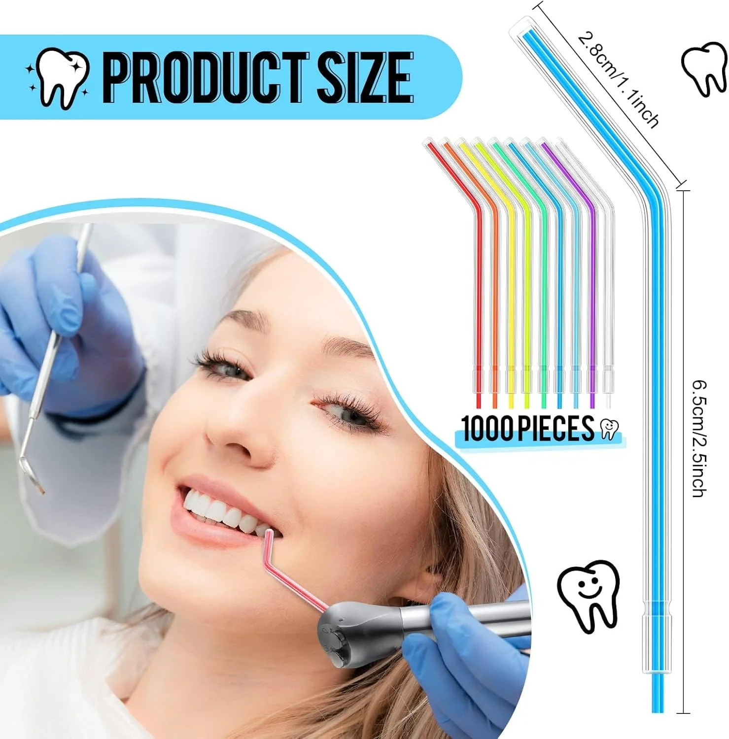 سری سرنگ هوای دندانپزشکی NALACAL، 250 عدد سری سرنگ آب، سری نازل اسپری یکبار مصرف، اتصالات رنگین کمانی سه راهی برای تمیز کردن دندان