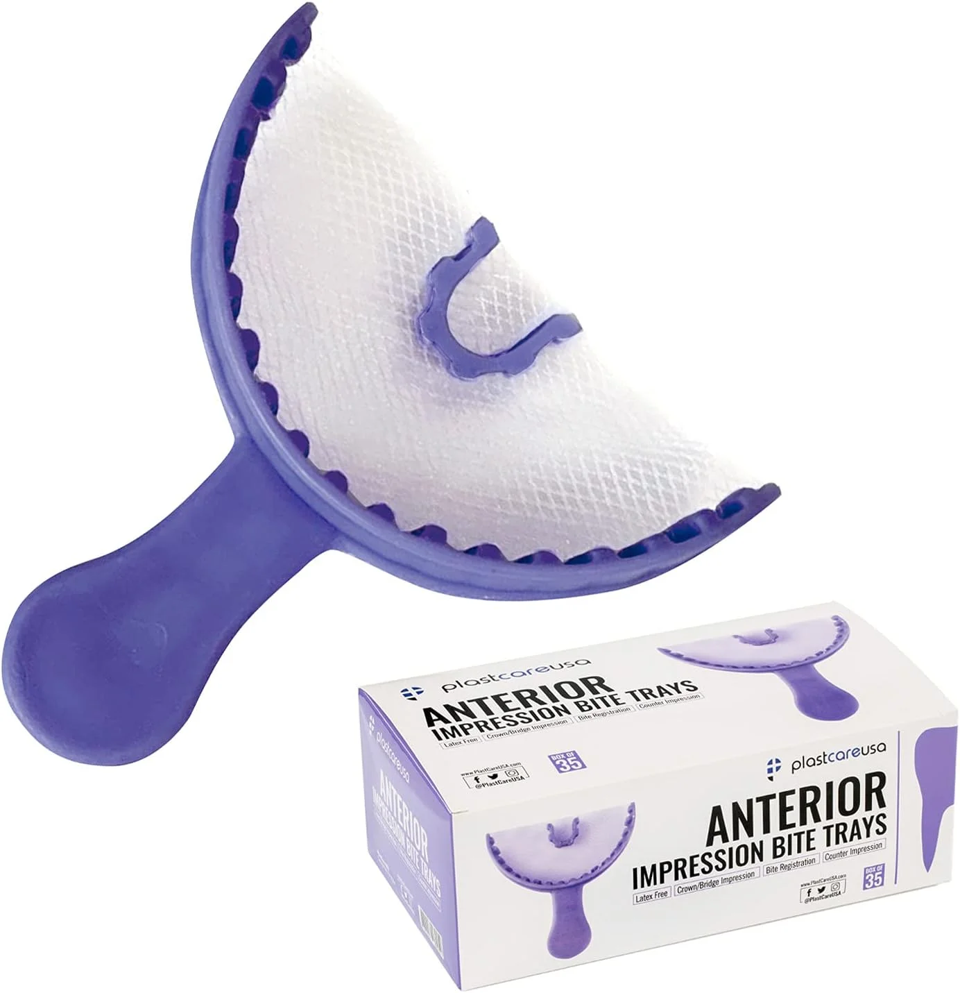 قالب های ثبت بایت دندانپزشکی یکبار مصرف قدامی PlastCare USA، قالب های دندانی برای قالب گیری دندان، 1 جعبه 35 عددی