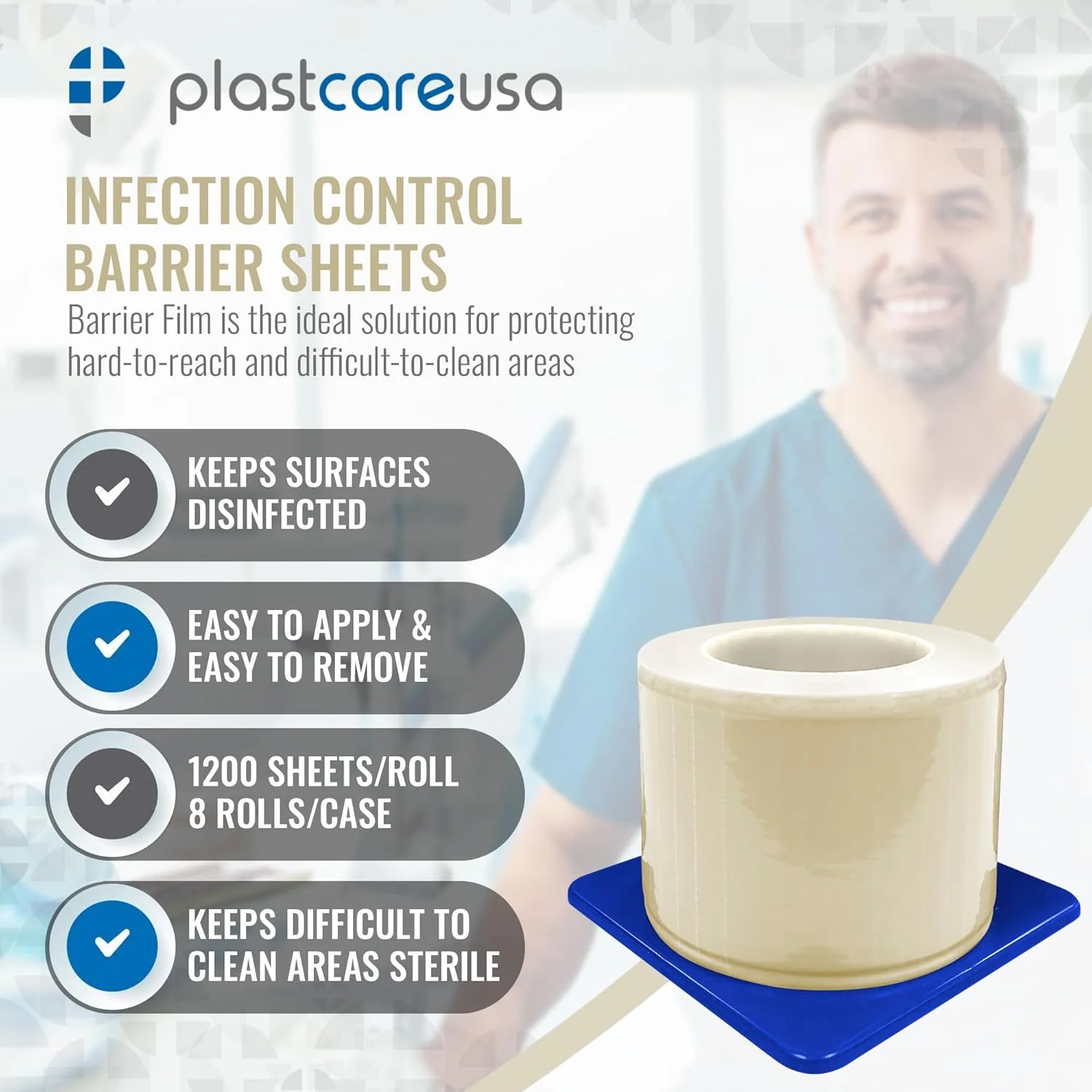 رول فیلم محافظ شفاف PlastCare USA 4x6 - فیلم محافظ دندانپزشکی برای دندانپزشکی، پزشکی، تاتو - ورقههای نوار محافظ چسبی سوراخدار (1 جعبه 1200 عددی) از رول فیلم محافظ شفاف PlastCare USA 4x6 - فیلم محافظ دندانپزشکی برای دندانپزشکی، پزشکی، تاتو - ورقههای نوار محافظ چسبی سوراخدار (1 جعبه 1200 عددی) از