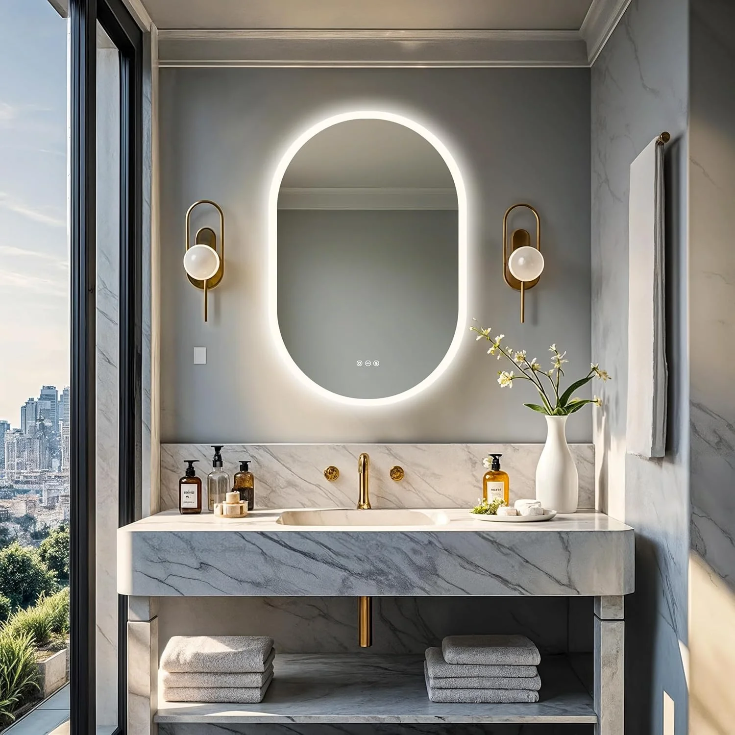 آینه حمام LED Wisfor با نور پس زمینه: آینه دیواری 600x900 میلیمتری با نورپردازی ضد مه و 3 رنگ قابل تنظیم، دارای کلید هوشمند و عملکرد حافظه، مناسب آرایش، قابل نصب عمودی یا افقی آینه حمام LED Wisfor با نور پس زمینه: آینه دیواری 600x900 میلیمتری با نورپردازی ضد مه و 3 رنگ قابل تنظیم، دارای کلید هوشمند و عملکرد حافظه، مناسب آرایش، قابل نصب عمودی یا افقی