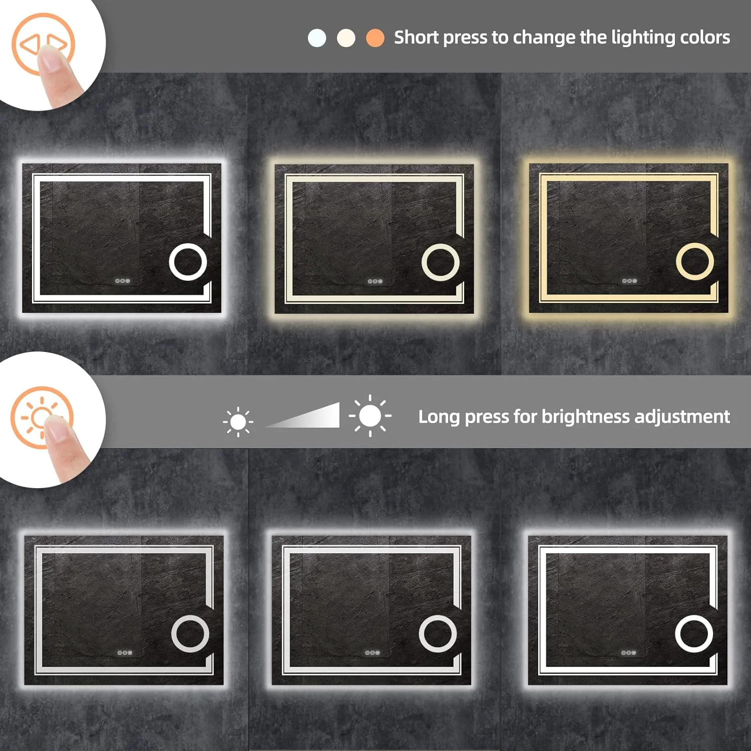 آینه مستطیلی LED مناسب حمام Wisfor: آینه آرایشی دیواری با ابعاد 800x600 میلی متر، دارای حسگر هوشمند + ضد بخار، بزرگنمایی 3 برابری، نور پس زمینه و نور جلو با قابلیت تنظیم شدت نور، عملکرد حافظه و 3 رنگ نور آینه مستطیلی LED مناسب حمام Wisfor: آینه آرایشی دیواری با ابعاد 800x600 میلی متر، دارای حسگر هوشمند + ضد بخار، بزرگنمایی 3 برابری، نور پس زمینه و نور جلو با قابلیت تنظیم شدت نور، عملکرد حافظه و 3 رنگ نور