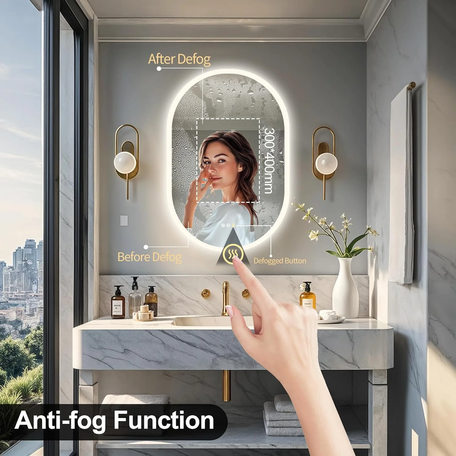 آینه حمام LED Wisfor با نور پس زمینه: آینه دیواری 600x900 میلیمتری با نورپردازی ضد مه و 3 رنگ قابل تنظیم، دارای کلید هوشمند و عملکرد حافظه، مناسب آرایش، قابل نصب عمودی یا افقی آینه حمام LED Wisfor با نور پس زمینه: آینه دیواری 600x900 میلیمتری با نورپردازی ضد مه و 3 رنگ قابل تنظیم، دارای کلید هوشمند و عملکرد حافظه، مناسب آرایش، قابل نصب عمودی یا افقی