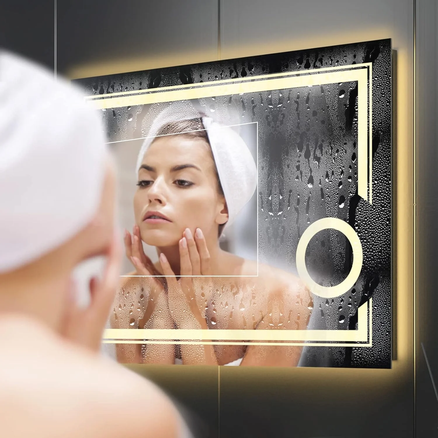 آینه مستطیلی LED مناسب حمام Wisfor: آینه آرایشی دیواری با ابعاد 800x600 میلی متر، دارای حسگر هوشمند + ضد بخار، بزرگنمایی 3 برابری، نور پس زمینه و نور جلو با قابلیت تنظیم شدت نور، عملکرد حافظه و 3 رنگ نور آینه مستطیلی LED مناسب حمام Wisfor: آینه آرایشی دیواری با ابعاد 800x600 میلی متر، دارای حسگر هوشمند + ضد بخار، بزرگنمایی 3 برابری، نور پس زمینه و نور جلو با قابلیت تنظیم شدت نور، عملکرد حافظه و 3 رنگ نور