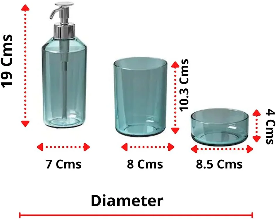 ست لوازم جانبی حمام ایکیا، شامل جا مایع دستشویی، جا مسواکی و سینی، رنگ آبی دریایی (بسته 3 عددی) ست لوازم جانبی حمام ایکیا، شامل جا مایع دستشویی، جا مسواکی و سینی، رنگ آبی دریایی (بسته 3 عددی)