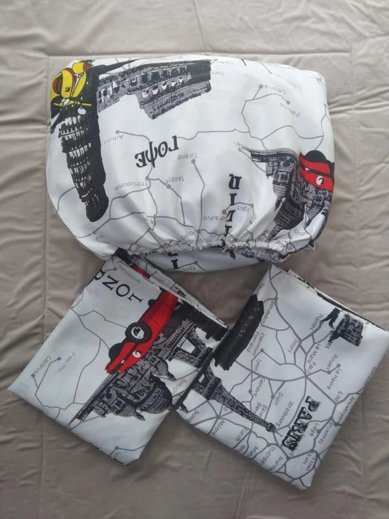 ملحفه کش‌دار پنبه‌ای نرم پنج ستاره، یک‌نفره، 150x190x20، قابل شستشو، به همراه 2 روبالشی با کش بسیار باکیفیت (Queen)