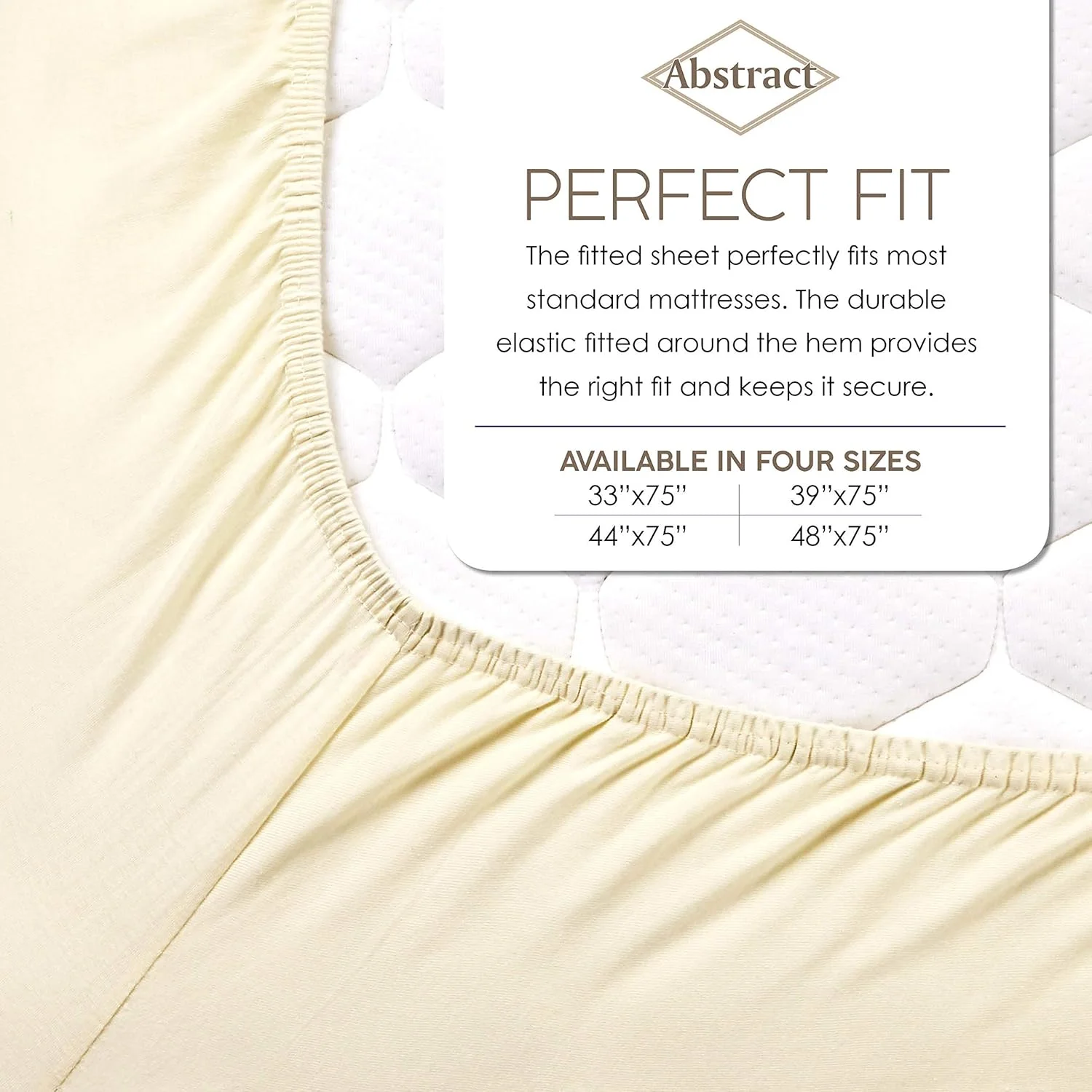 ملحفه کش دار طرح آبستره - ملحفه های بسیار نرم پنبه ای 100% - ملحفه کش دار مناسب - پارچه تنفسی - جیب های عمیق تا 30 سانتی متر - عاجی، 112x190 سانتی متر