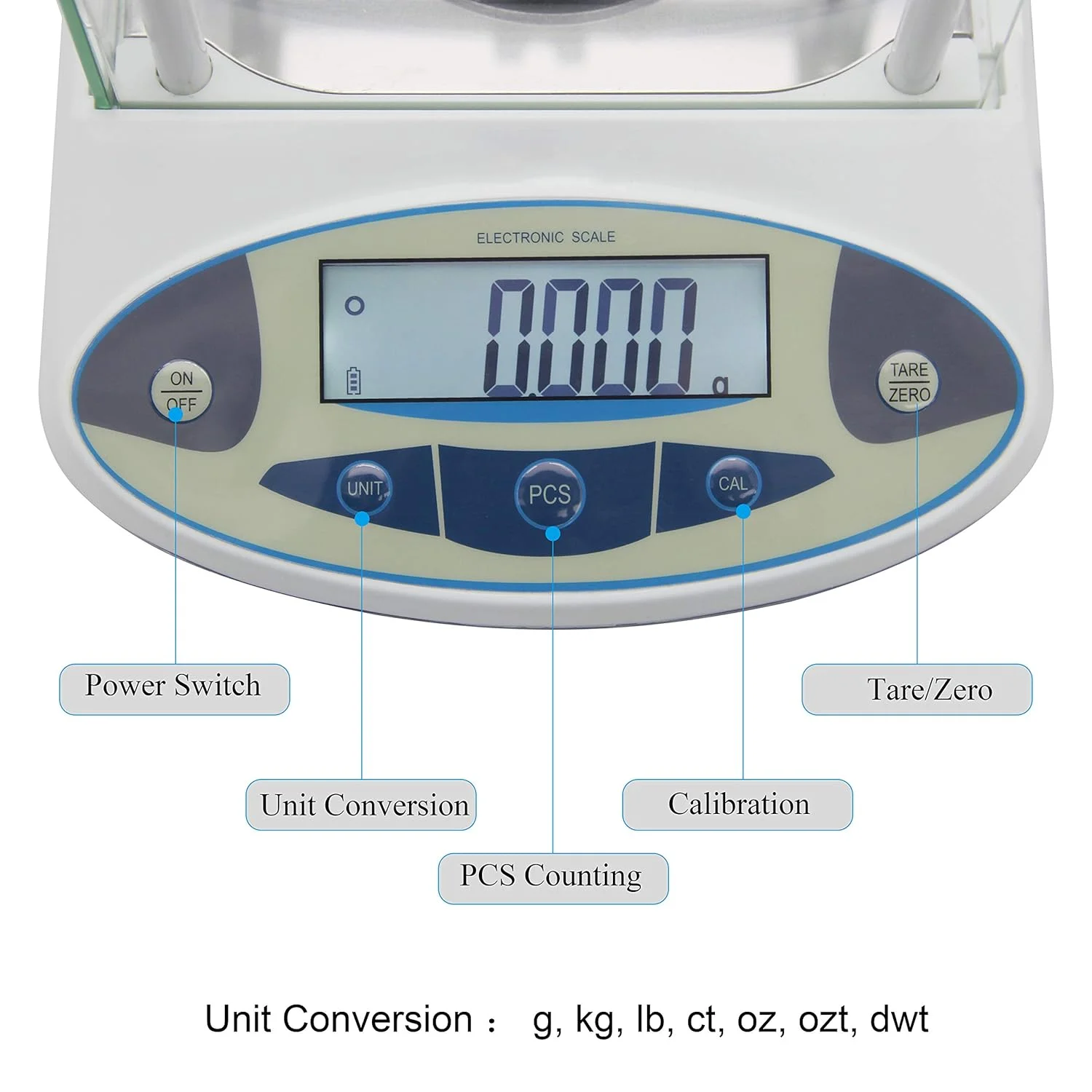 ترازوی دیجیتال آزمایشگاهی الکترونیکی با دقت بالا 0.001 گرم، ترازوی جواهرات، ابزار دقیق آزمایشگاهی برای آزمایشگاه، داروخانه، مدرسه