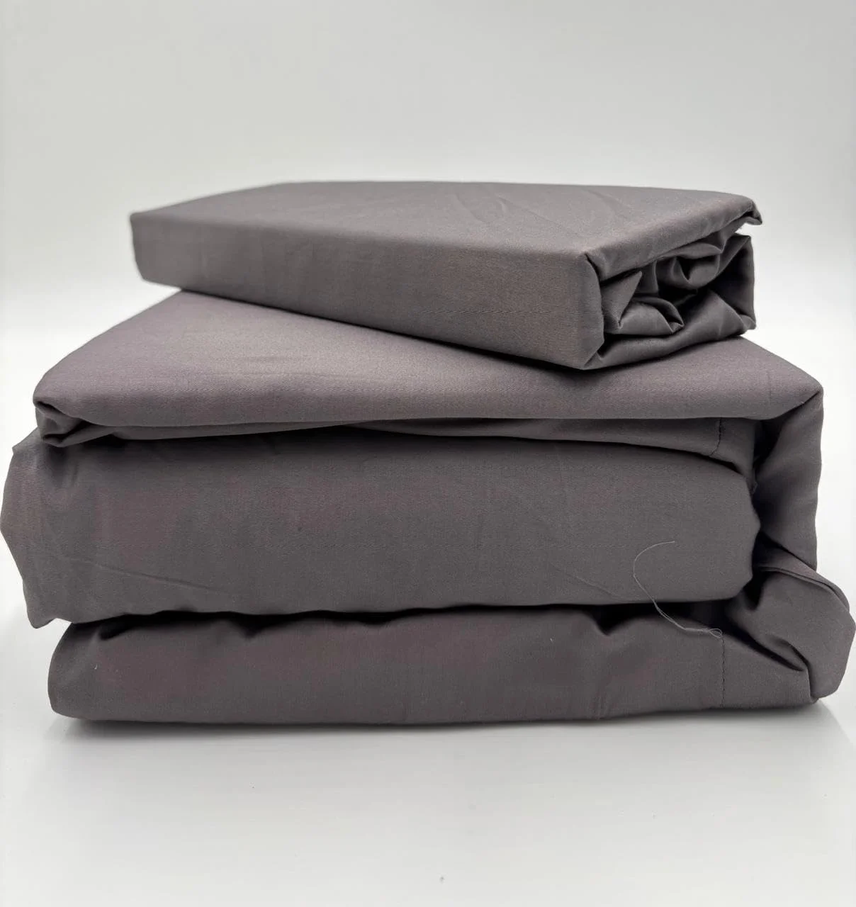 ست ملحفه خاکستری ممتاز AHAN سایز کویین، 4 تکه - سری 400 نخ - جنس ساتن پنبه ای برس خورده نرم و لطیف - ملحفه با جیب های عمیق