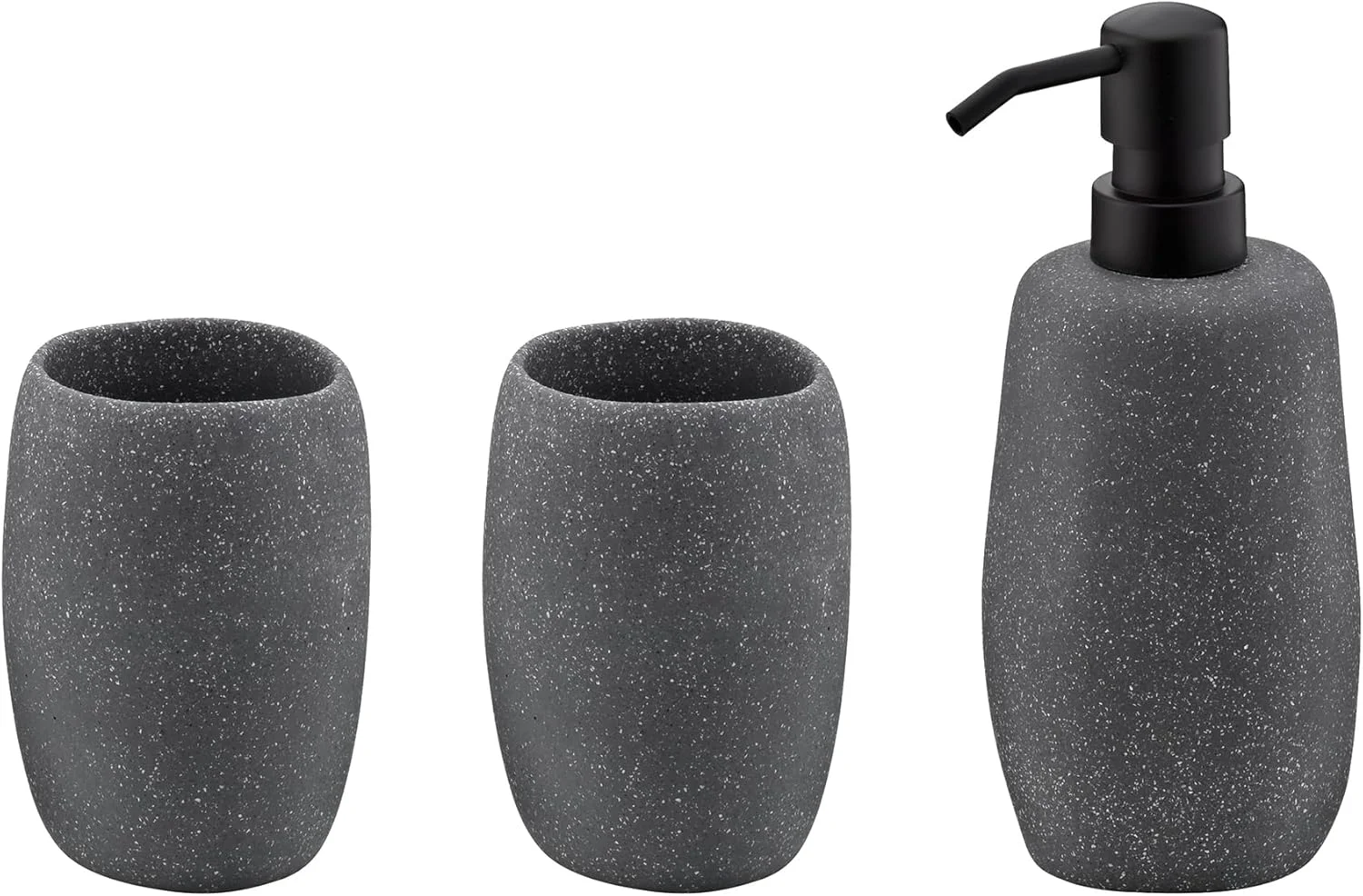 ست سرویس بهداشتی 3 تکه کلا مدل Roda 390239، رنگ خاکستری سیمانی، شامل 2 عدد لیوان و 1 عدد جای مایع صابون 200 میلی لیتر