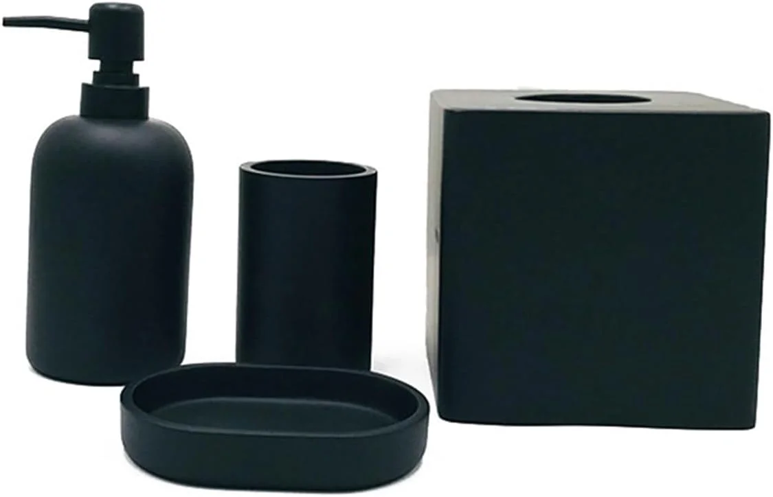 ست لوازم بهداشتی حمام مات 4 تکه شامل بطری مایع دستشویی و لیوان دهانشویه