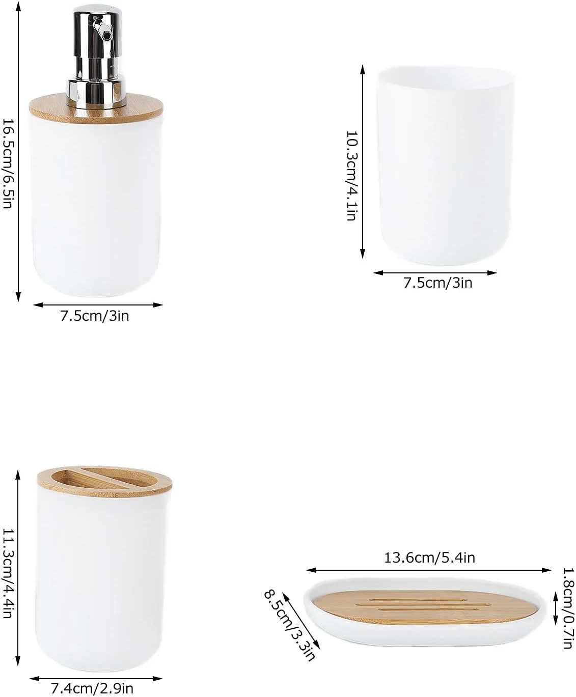ست لوازم جانبی حمام 4 تکه - ست ضد آب با جا مسواکی، پخش کننده لوسیون و لیوان (سفید) ست لوازم جانبی حمام 4 تکه - ست ضد آب با جا مسواکی، پخش کننده لوسیون و لیوان (سفید)