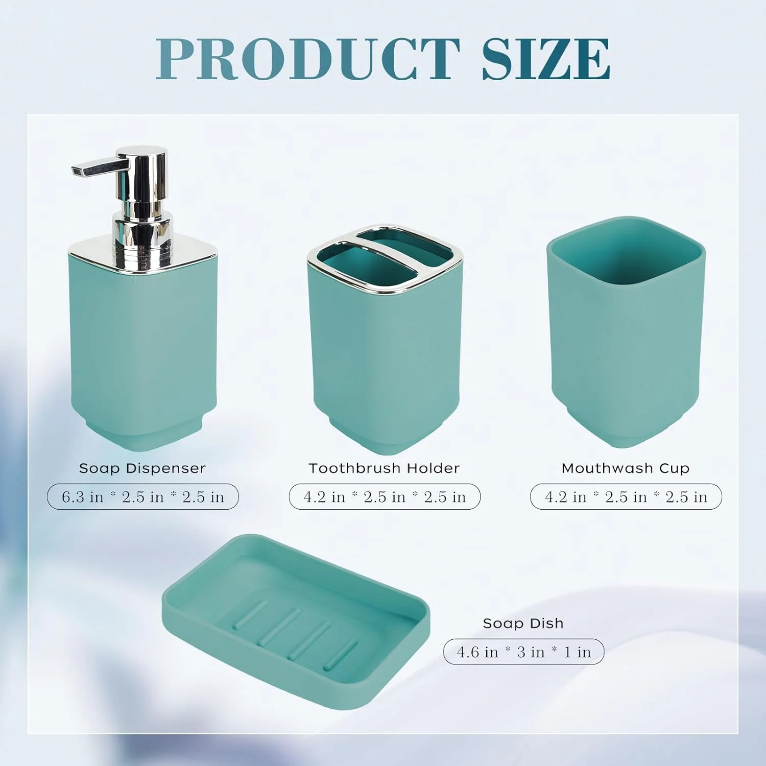 ست لوازم حمام مربعی آبکاری شده (آبی موراندی) - 4 تکه