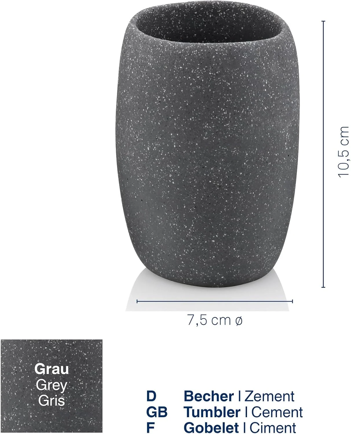 ست سرویس بهداشتی 3 تکه کلا مدل Roda 390239، رنگ خاکستری سیمانی شامل 2 عدد لیوان و 1 عدد جای مایع صابون 200 میلی لیتر