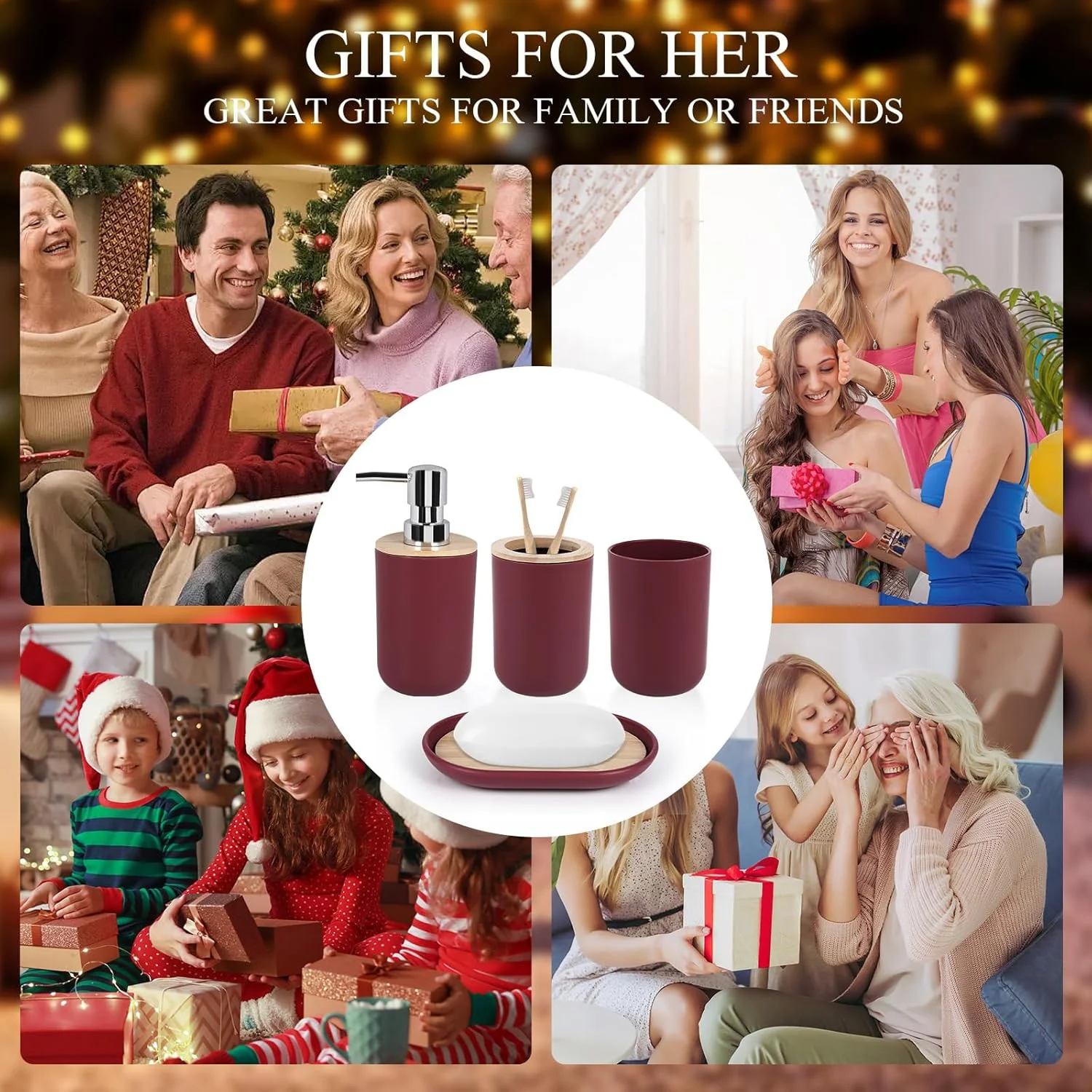 ست لوازم جانبی حمام 4 تکه پلاستیکی مدل A1 قرمز