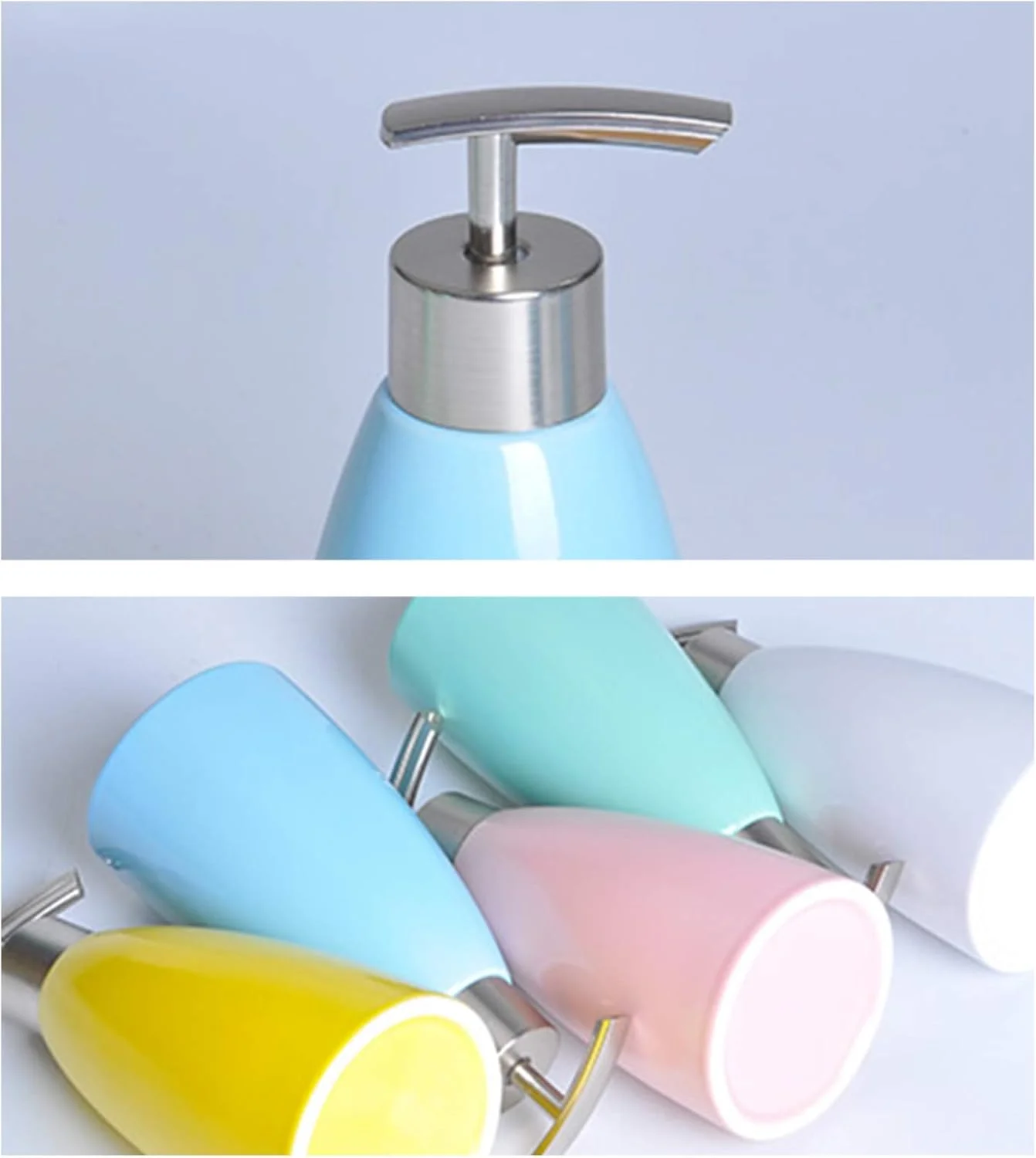 ست 5 تکه لوازم جانبی سرامیکی حمام - جا مسواکی، مایع ریز صابون، جا صابونی و لیوان حمام - ست سازمان دهنده حمام عالی - رنگ های متنوع