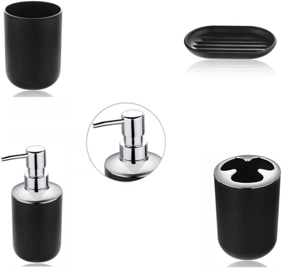 ست لوازم جانبی پلاستیکی حمام، مجموعه 4 تکه شامل جا مسواکی، لیوان مسواک، جا مایع صابون و جا صابونی ست لوازم جانبی پلاستیکی حمام، مجموعه 4 تکه شامل جا مسواکی، لیوان مسواک، جا مایع صابون و جا صابونی