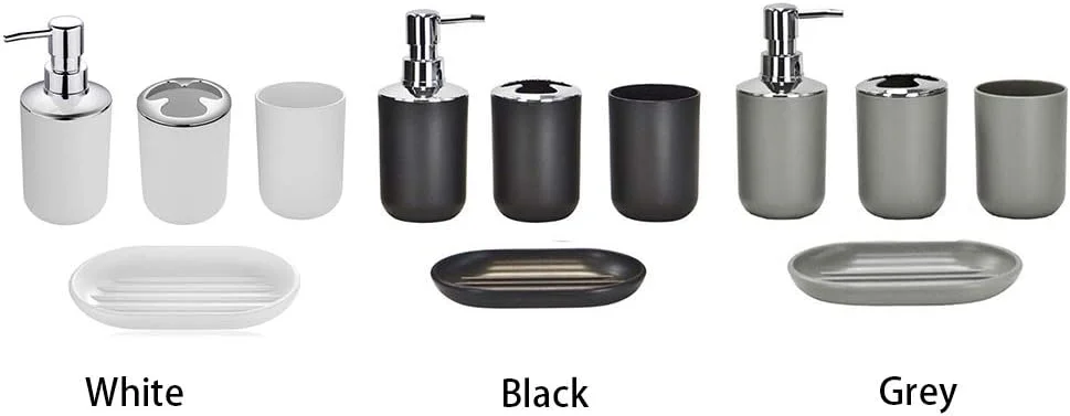ست لوازم جانبی پلاستیکی حمام، مجموعه 4 تکه شامل جا مسواکی، لیوان مسواک، جا مایع صابون و جا صابونی ست لوازم جانبی پلاستیکی حمام، مجموعه 4 تکه شامل جا مسواکی، لیوان مسواک، جا مایع صابون و جا صابونی