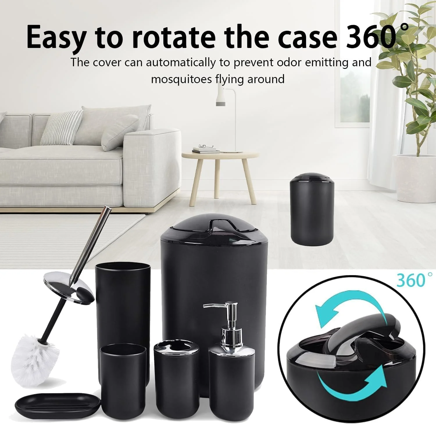 ست لوازم جانبی حمام 6 تکه مشکی ست لوازم جانبی حمام 6 تکه مشکی