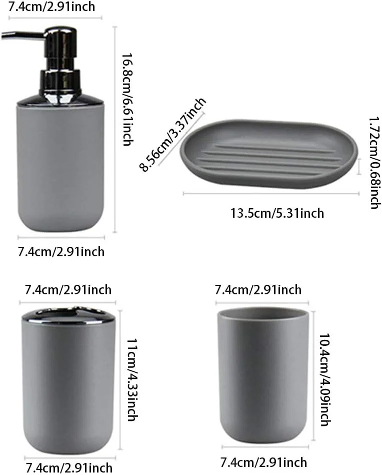 ست لوازم جانبی پلاستیکی حمام، مجموعه 4 تکه شامل جا مسواکی، لیوان مسواک، جا مایع صابون و جا صابونی ست لوازم جانبی پلاستیکی حمام، مجموعه 4 تکه شامل جا مسواکی، لیوان مسواک، جا مایع صابون و جا صابونی