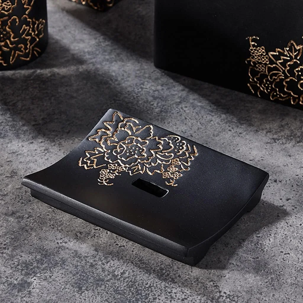 ست لوازم جانبی حمام 6 تکه، ست لوازم حمام مدرن مینیمالیستی رزینی به همراه سینی حمام (رنگ: مشکی، سایز: ست 6 تکه) ست لوازم جانبی حمام 6 تکه، ست لوازم حمام مدرن مینیمالیستی رزینی به همراه سینی حمام (رنگ: مشکی، سایز: ست 6 تکه)