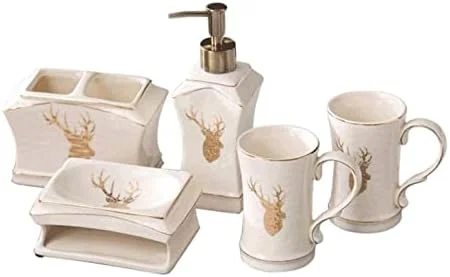 ست لوازم جانبی حمام، ست لوازم جانبی حمام سرامیکی نوردیک، جعبه هدیه پنج تکه، جا مسواکی، لیوان دهانشویه، ست شستشو، ست لوازم جانبی حمام ست لوازم جانبی حمام، ست لوازم جانبی حمام سرامیکی نوردیک، جعبه هدیه پنج تکه، جا مسواکی، لیوان دهانشویه، ست شستشو، ست لوازم جانبی حمام