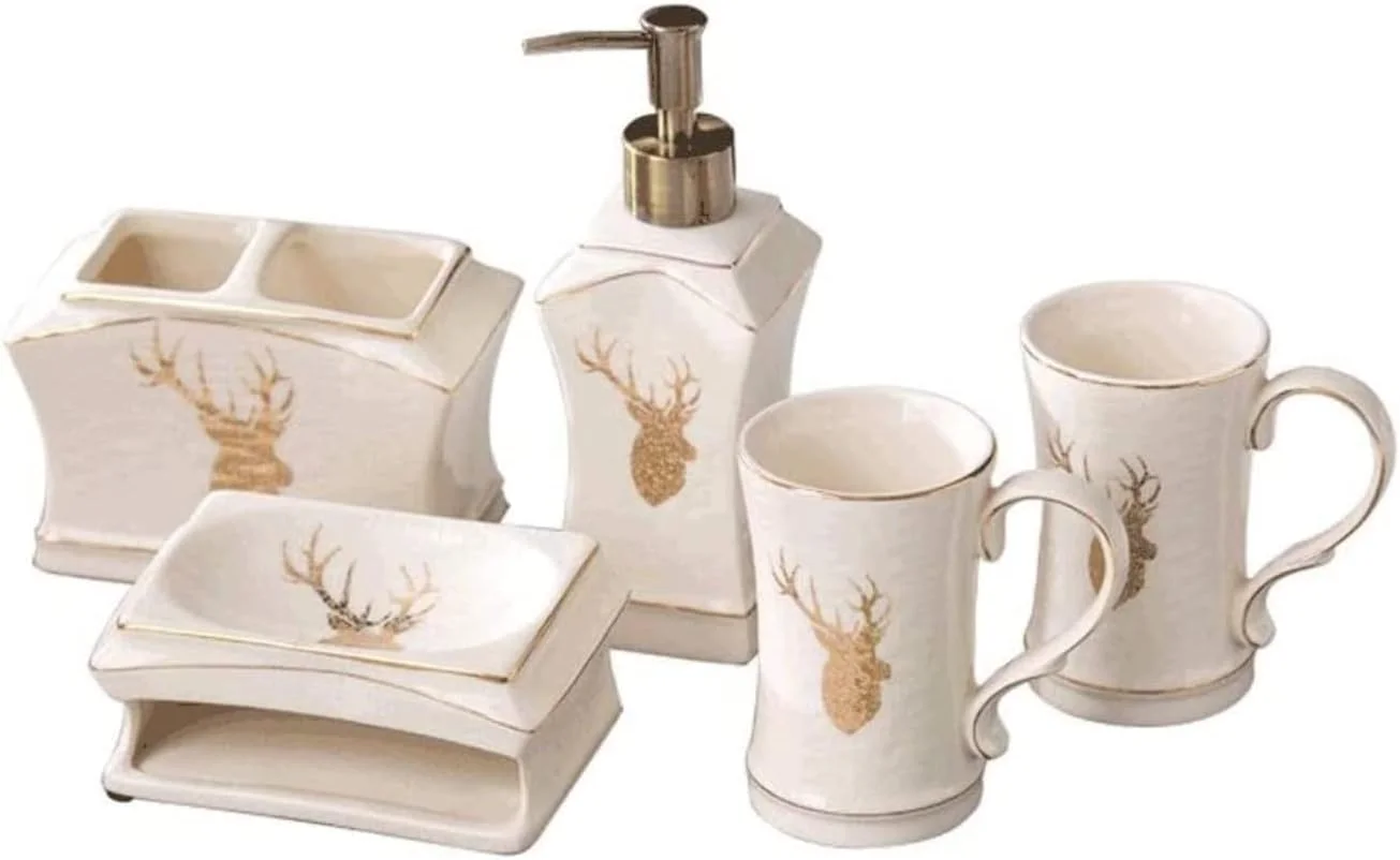 ست لوازم جانبی حمام، ست لوازم حمام سرامیکی نوردیک، جعبه هدیه پنج تکه، جا مسواکی، لیوان دهانشویه، ست شستشو، لوازم جانبی حمام ست لوازم جانبی حمام، ست لوازم حمام سرامیکی نوردیک، جعبه هدیه پنج تکه، جا مسواکی، لیوان دهانشویه، ست شستشو، لوازم جانبی حمام