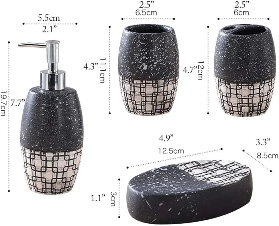 ست لوازم جانبی حمام، ست 5 تکه لوازم جانبی روی میز حمام شامل جا مایع دستشویی برای مایع یا لوسیون، ست لوازم جانبی حمام طرح برجسته مات دانه برف ست لوازم جانبی حمام، ست 5 تکه لوازم جانبی روی میز حمام شامل جا مایع دستشویی برای مایع یا لوسیون، ست لوازم جانبی حمام طرح برجسته مات دانه برف