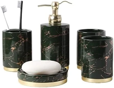 ست لوازم جانبی حمام، ست لوازم حمام، ست لوازم جانبی حمام طرح سنگ مرمر، 5 تکه سرامیکی شامل جای صابون، جا مسواکی، لیوان، جا لوسیون ست لوازم جانبی حمام، ست لوازم حمام، ست لوازم جانبی حمام طرح سنگ مرمر، 5 تکه سرامیکی شامل جای صابون، جا مسواکی، لیوان، جا لوسیون