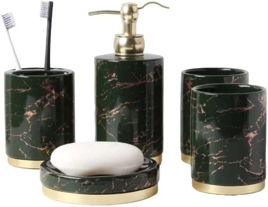 ست لوازم جانبی حمام، ست لوازم جانبی حمام طرح سنگ مرمر، ست 5 تکه سرامیکی شامل جای صابون، جا مسواکی، لیوان، جا لوسیون، ست لوازم جانبی حمام ست لوازم جانبی حمام، ست لوازم جانبی حمام طرح سنگ مرمر، ست 5 تکه سرامیکی شامل جای صابون، جا مسواکی، لیوان، جا لوسیون، ست لوازم جانبی حمام