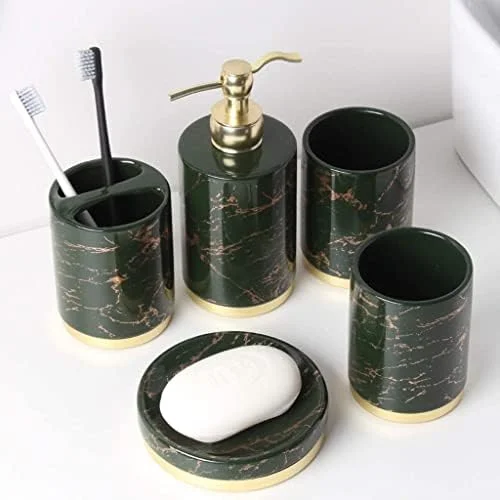 ست لوازم جانبی حمام، ست لوازم حمام، ست لوازم جانبی حمام طرح سنگ مرمر، 5 تکه سرامیکی شامل جای صابون، جا مسواکی، لیوان، جا لوسیون ست لوازم جانبی حمام، ست لوازم حمام، ست لوازم جانبی حمام طرح سنگ مرمر، 5 تکه سرامیکی شامل جای صابون، جا مسواکی، لیوان، جا لوسیون