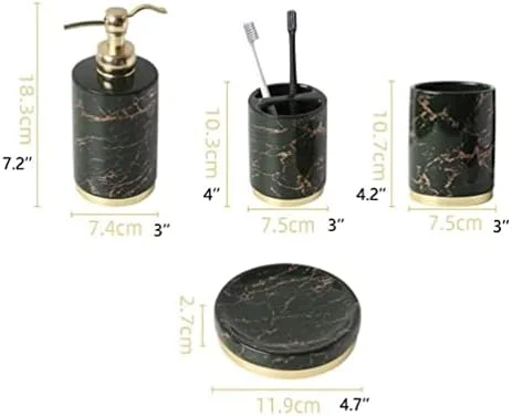 ست لوازم جانبی حمام، ست لوازم جانبی حمام طرح سنگ مرمر، ست 5 تکه سرامیکی شامل جا صابونی، جا مسواکی، لیوان، جا لوسیون