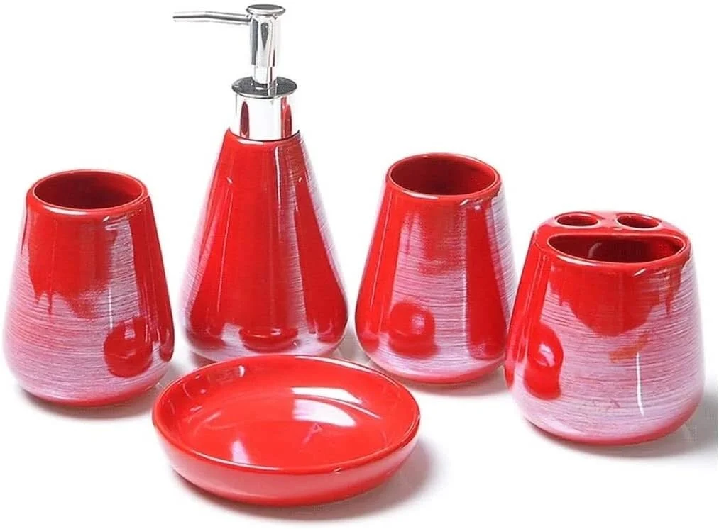 ست لوازم جانبی حمام، ست 5 تکه لوازم حمام با ظاهری مرواریدی، ست سرامیکی حمام به همراه جا مایع دستشویی ست لوازم جانبی حمام، ست 5 تکه لوازم حمام با ظاهری مرواریدی، ست سرامیکی حمام به همراه جا مایع دستشویی