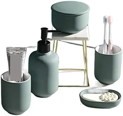 ست لوازم جانبی حمام، ست 5 تکه سرامیکی به سبک ساده نوردیک، کیت حمام مناسب هدیه خانه نویی