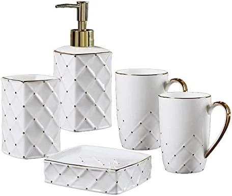 ست لوازم جانبی حمام، ست لوازم حمام سرامیکی به سبک باروک، ست حمام 5 تکه به سبک اروپایی، لوازم خلاقانه حمام، ست لوازم جانبی حمام