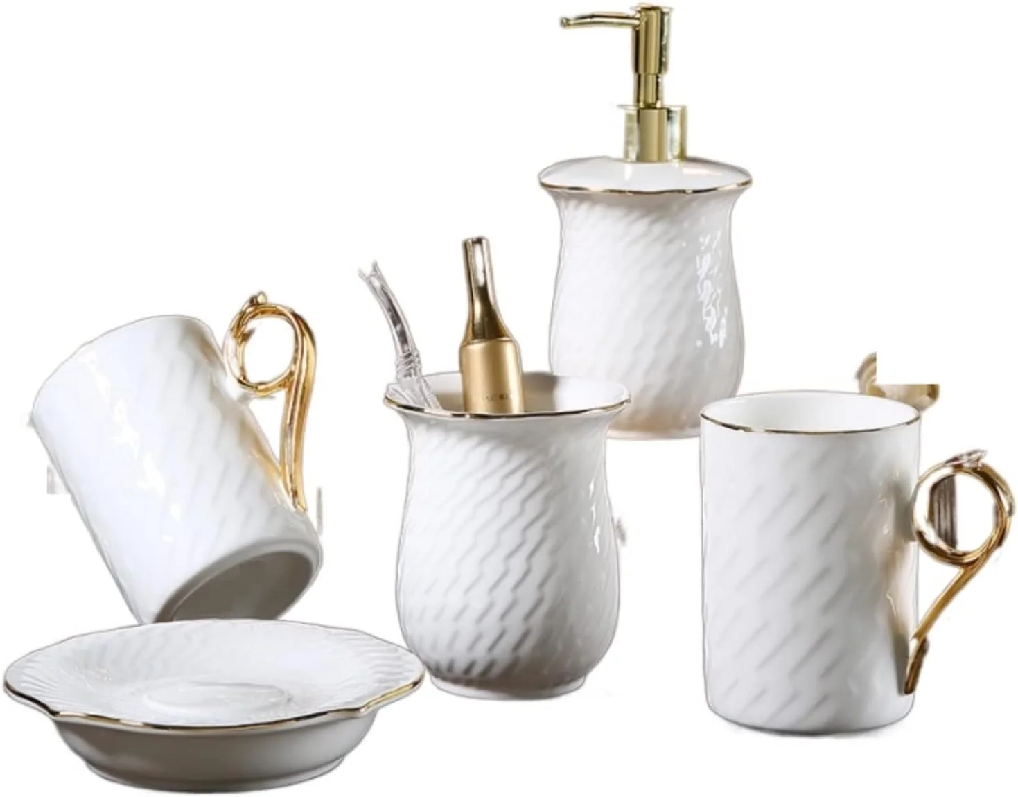 ست لوازم جانبی حمام، ست لوازم حمام سرامیکی به سبک باروک، ست 5 تکه لوازم حمام به سبک اروپایی، لوازم خلاقانه حمام، ست لوازم جانبی حمام، لوازم جانبی حمام، لوازم حمام